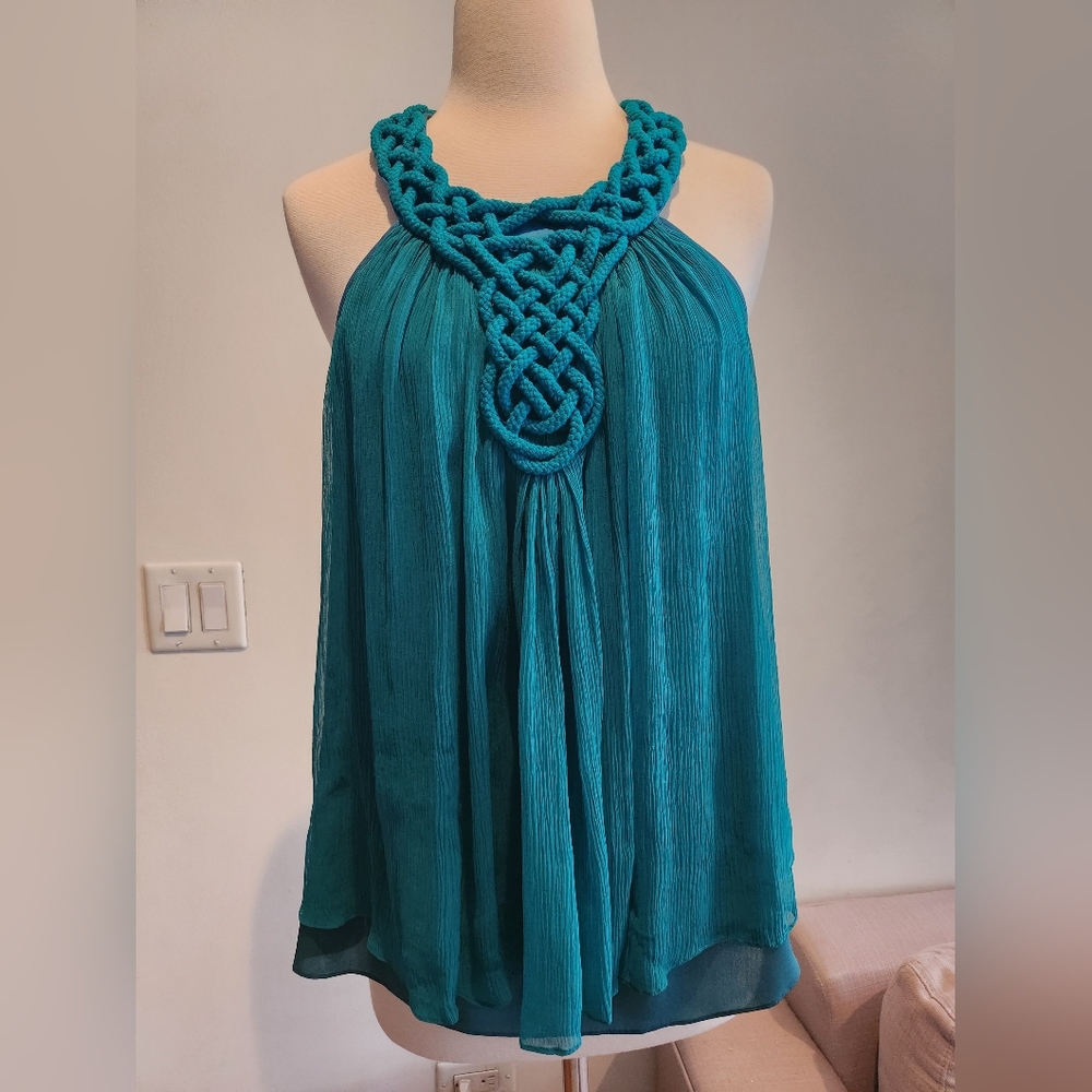 Catherine Malandrino Rope Halterneck Top in Teal, US Size 2